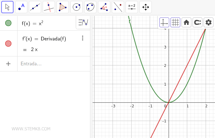 Utiliza la funci&oacute;n Derivada() para calcular la primera derivada.