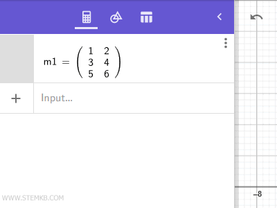 an example of rectangular matrix in Geogebra