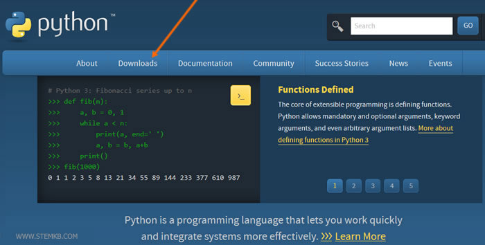 click Download to download the Python installer