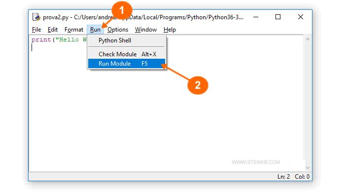 Select Run and Run Module or press F5 key