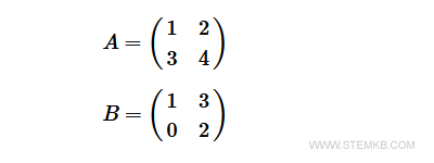 due matrici quadrate 2x2