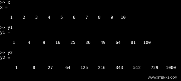 array values x, y1 e y2