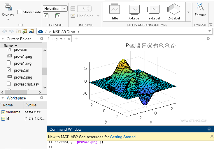 Image files in the Matlab working directory