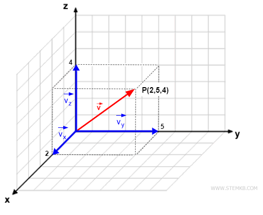 The projections of a vector in three-dimensional space